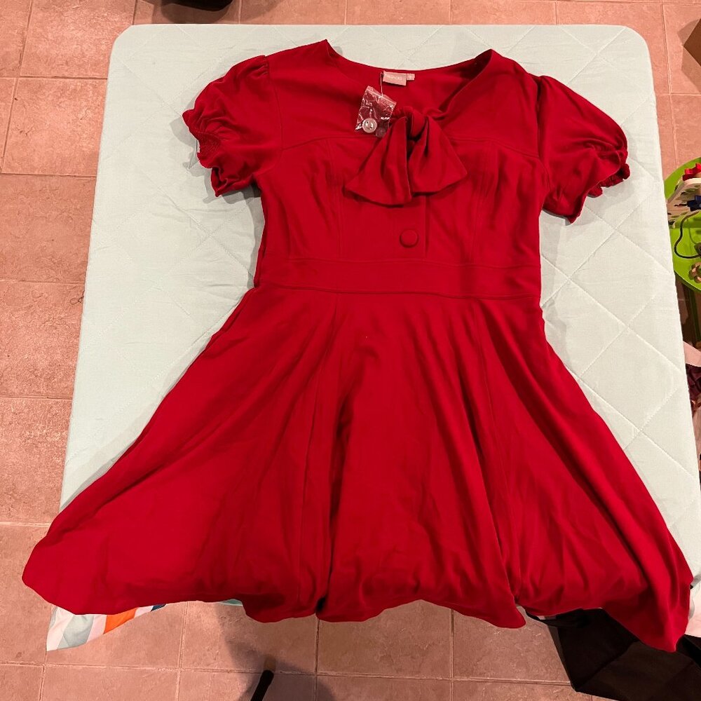 Eshakti cute tie neck cotton knit dress size xl 16